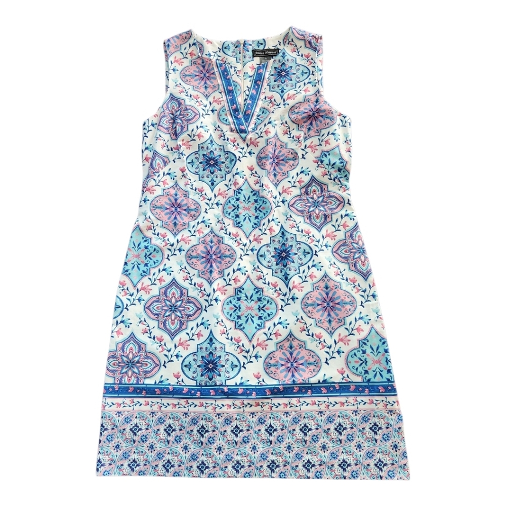 Jessica Howard Women's Sleeveless Border‎ Print Sheath Dress Size:10
